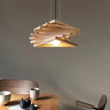 Wooden Triangular Shuttle Wood Pendant Light - Hans Lumiere