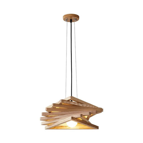 Wooden Triangular Shuttle Wood Pendant Light - Hans Lumiere