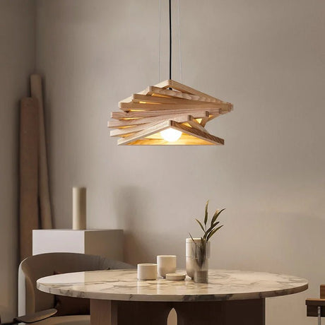 Wooden Triangular Shuttle Wood Pendant Light - Hans Lumiere