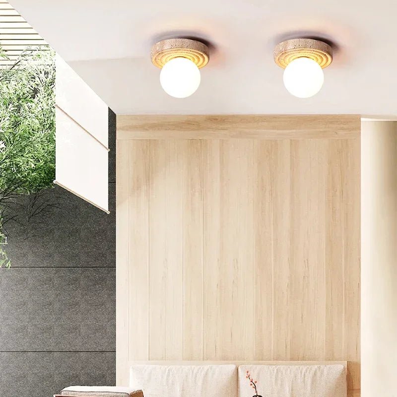 Yellow Marble Japanese Creative Natural Small Ceiling Light - Hans Lumiere