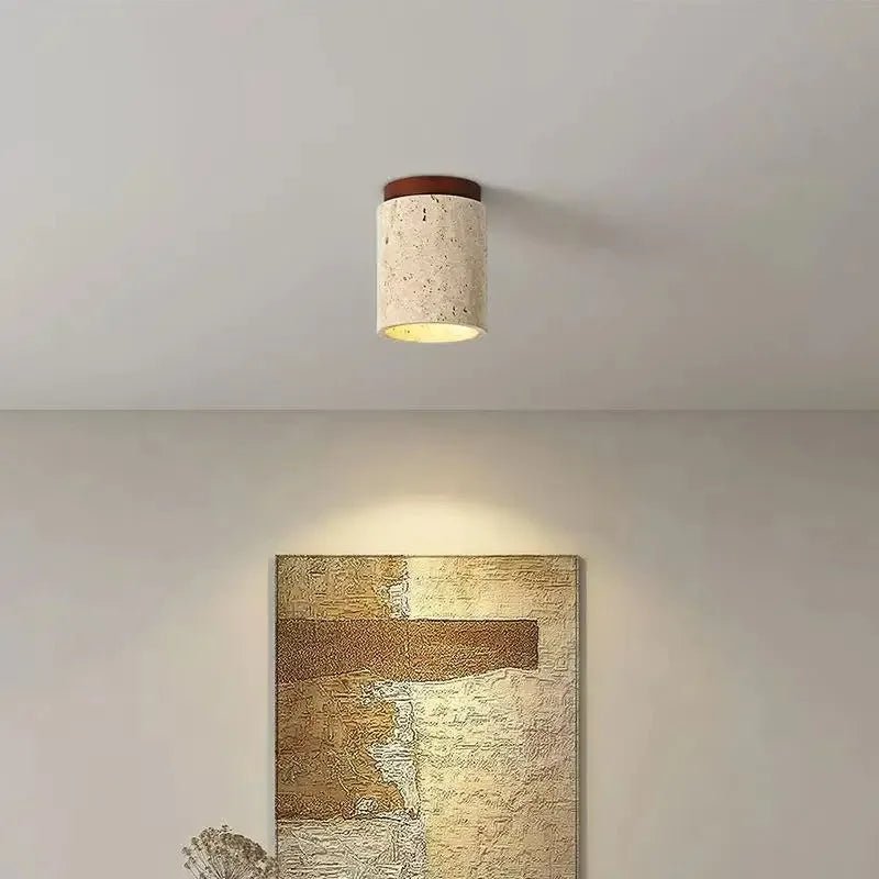 Yellow Marble Japanese Creative Natural Small Ceiling Light - Hans Lumiere