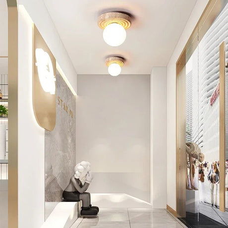 Yellow Marble Japanese Creative Natural Small Ceiling Light - Hans Lumiere