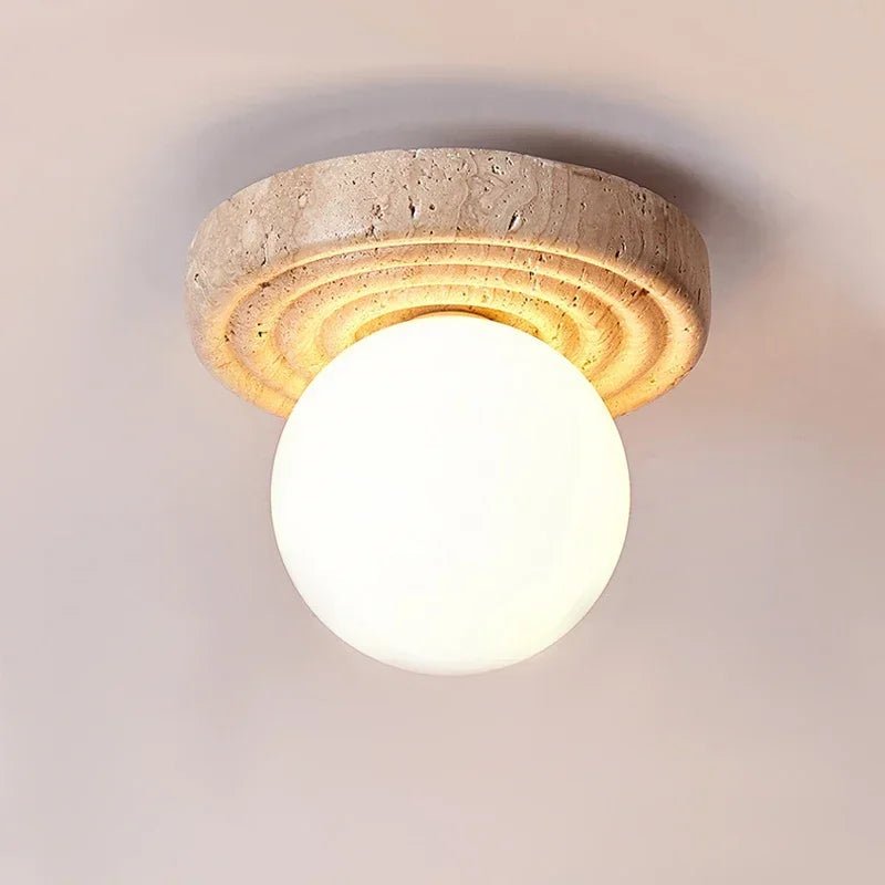 Yellow Marble Japanese Creative Natural Small Ceiling Light - Hans Lumiere