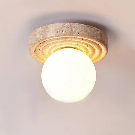 Yellow Marble Japanese Creative Natural Small Ceiling Light - Hans Lumiere