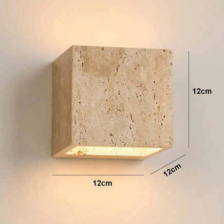 Yellow Travertine Stone Wall Sconce | Indoor & Outdoor Light - Hans Lumiere