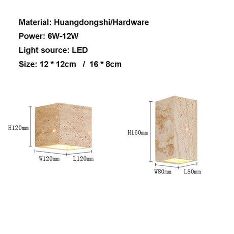 Yellow Travertine Stone Wall Sconce | Indoor & Outdoor Light - Hans Lumiere