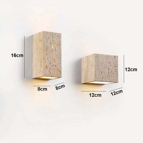Yellow Travertine Stone Wall Sconce | Indoor & Outdoor Light - Hans Lumiere