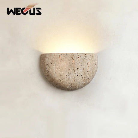 Yellow Travertine Stone Wall Sconce - Vintage Mid-Century - Hans Lumiere