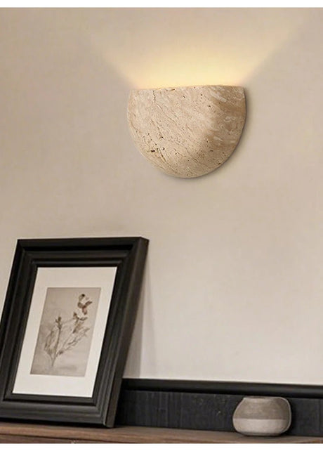 Yellow Travertine Stone Wall Sconce - Vintage Mid-Century - Hans Lumiere