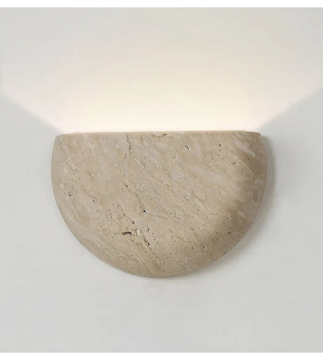 Yellow Travertine Stone Wall Sconce - Vintage Mid-Century - Hans Lumiere