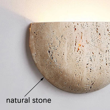 Yellow Travertine Stone Wall Sconce - Vintage Mid-Century - Hans Lumiere