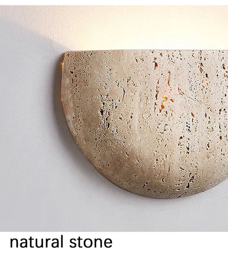Yellow Travertine Stone Wall Sconce - Vintage Mid-Century - Hans Lumiere